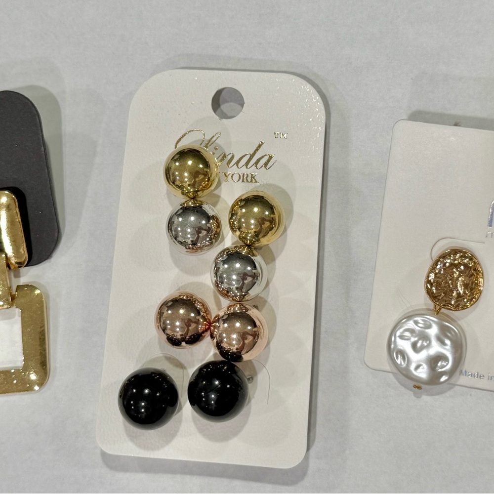 Gold, Silver, and Black Earrings Set